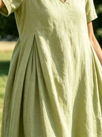 Women’s Casual Cotton Sunmmer Short Sleevev-neck Pocket Maxi Dress