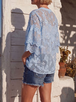 Vintage Art Comfortable Summer Fabrics Sequin Embellished Jacquard Chiffon Shirt