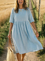 Women’s Casual Short Sleeve Round Neck Pocket Dress