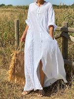 Pure Canvas Oversized Linen Shirt Dress