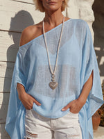 Vintage Art Comfortable Summer Fabrics Irregular Cotton Linen Blend Shirt