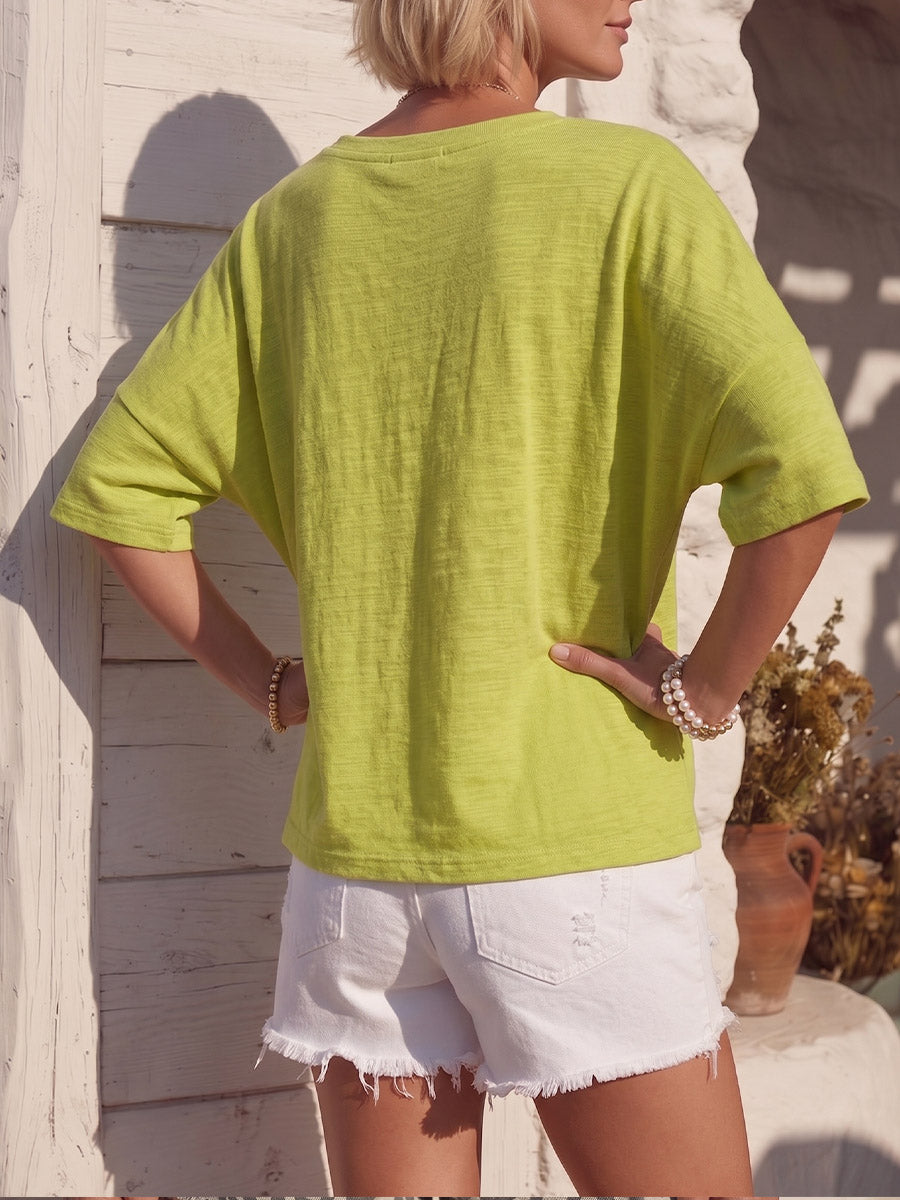 Vintage Art Comfortable Summer Fabrics Cotton Linen Blend Shirt