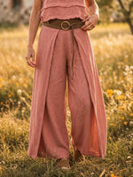 Women's Solid Layered Overlay Wide Leg Palazzo Pants