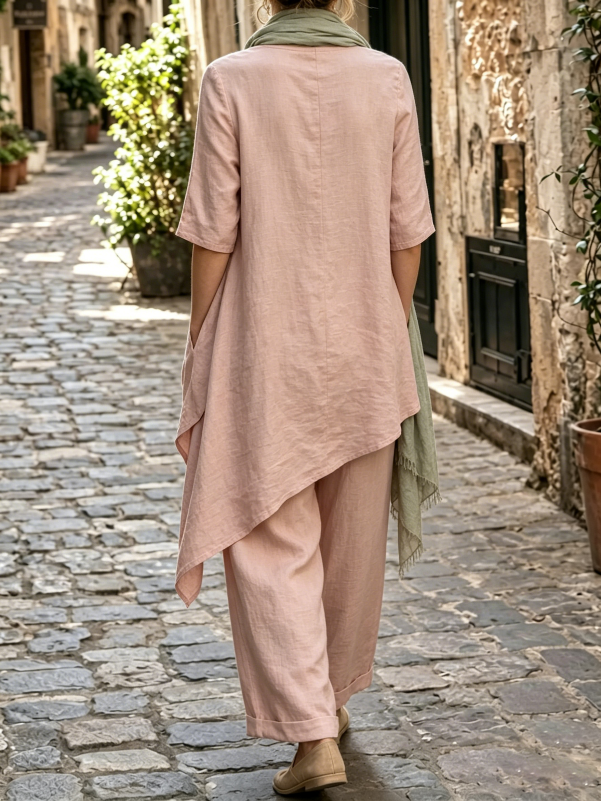 Rosewood Layered Linen Tunic Set