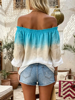 Bohemian Azure Ombre Off-Shoulder Tunic