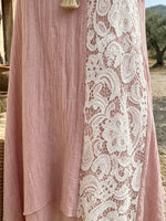 Dusty Rose Asymmetrical Lace-Panel Dress