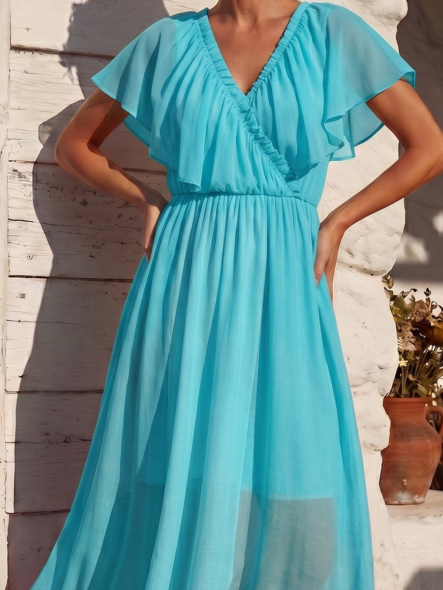 Vintage Art Comfortable Summer Fabrics Patchwork Chiffon Dress