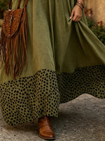 Women's Polka Dot Patchwork Solid Halter Flowy Maxi Vacation Dress