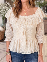 Vintage Art Comfortable Summer Fabrics Elegant Lace Shirt