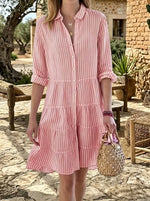 Rosewood Striped Tiered Shirt Dress