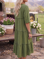 Vintage Art Comfortable Summer Fabrics Linen Blend Patchwork Dress