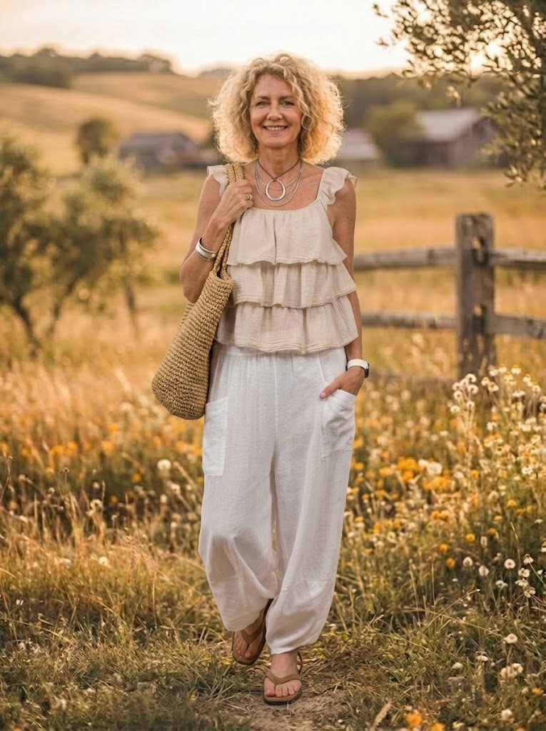 Women's Solid Linen-Blend Harem Pants with Pockets