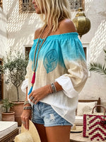 Bohemian Azure Ombre Off-Shoulder Tunic
