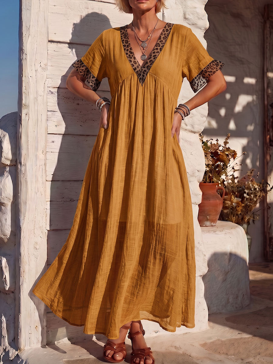 Vintage Art Comfortable Summer Fabrics Cotton Linen Dress