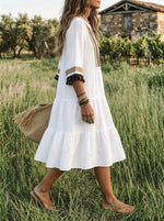 Desert Oasis Embroidered Tiered Midi Dress