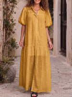 Vintage Art Comfortable Summer Fabrics Cotton-Linen Blend Dress