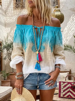 Bohemian Azure Ombre Off-Shoulder Tunic