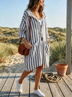 Nautical Breeze Striped Oversized Shirt Dress