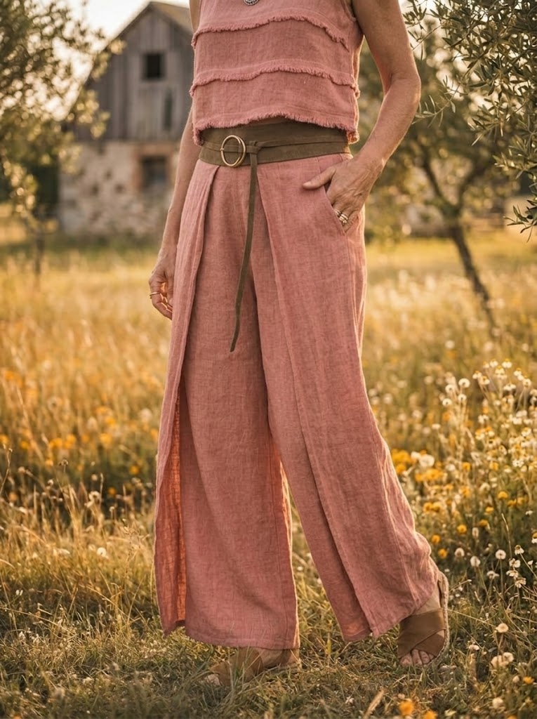Women's Solid Layered Overlay Wide Leg Palazzo Pants