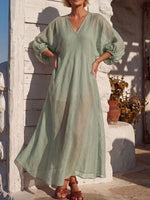 Vintage Art Comfortable Summer Fabrics Cotton Linen Dress