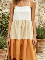 Women's Color-Block Striped Tiered Cami Maxi Dress