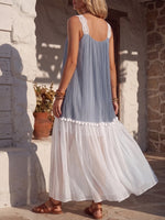Vintage Art Comfortable Summer Fabrics Chiffon Patchwork Contrasting Dress