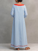 Elegant Striped Boat-neck Vacation Dress