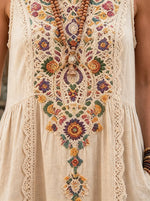 Colorful Floral Sleeveless Tiered Midi Dress