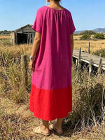 Color-Block Oversized Linen Dress