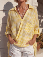 Vintage Art Comfortable Summer Fabrics Cotton Linen Blend Shirt
