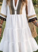 Desert Oasis Embroidered Tiered Midi Dress