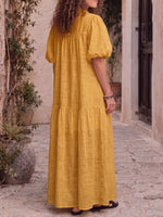 Vintage Art Comfortable Summer Fabrics Cotton-Linen Blend Dress